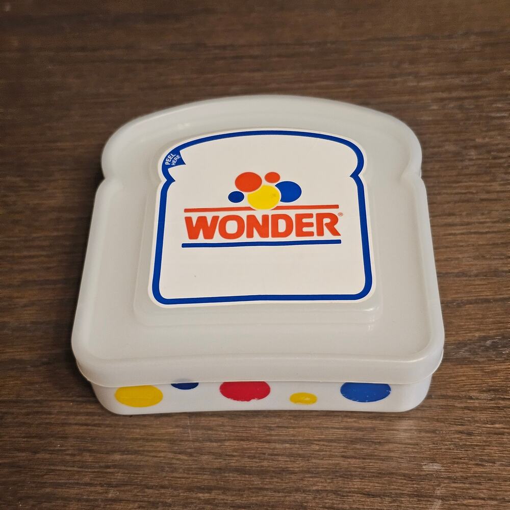 Vintage WONDER BREAD Sandwich Container Storage Child Lunch Box Plastic
